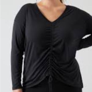 Athleta Crossover Long Sleeve Ruched Top SIZE 2X Black